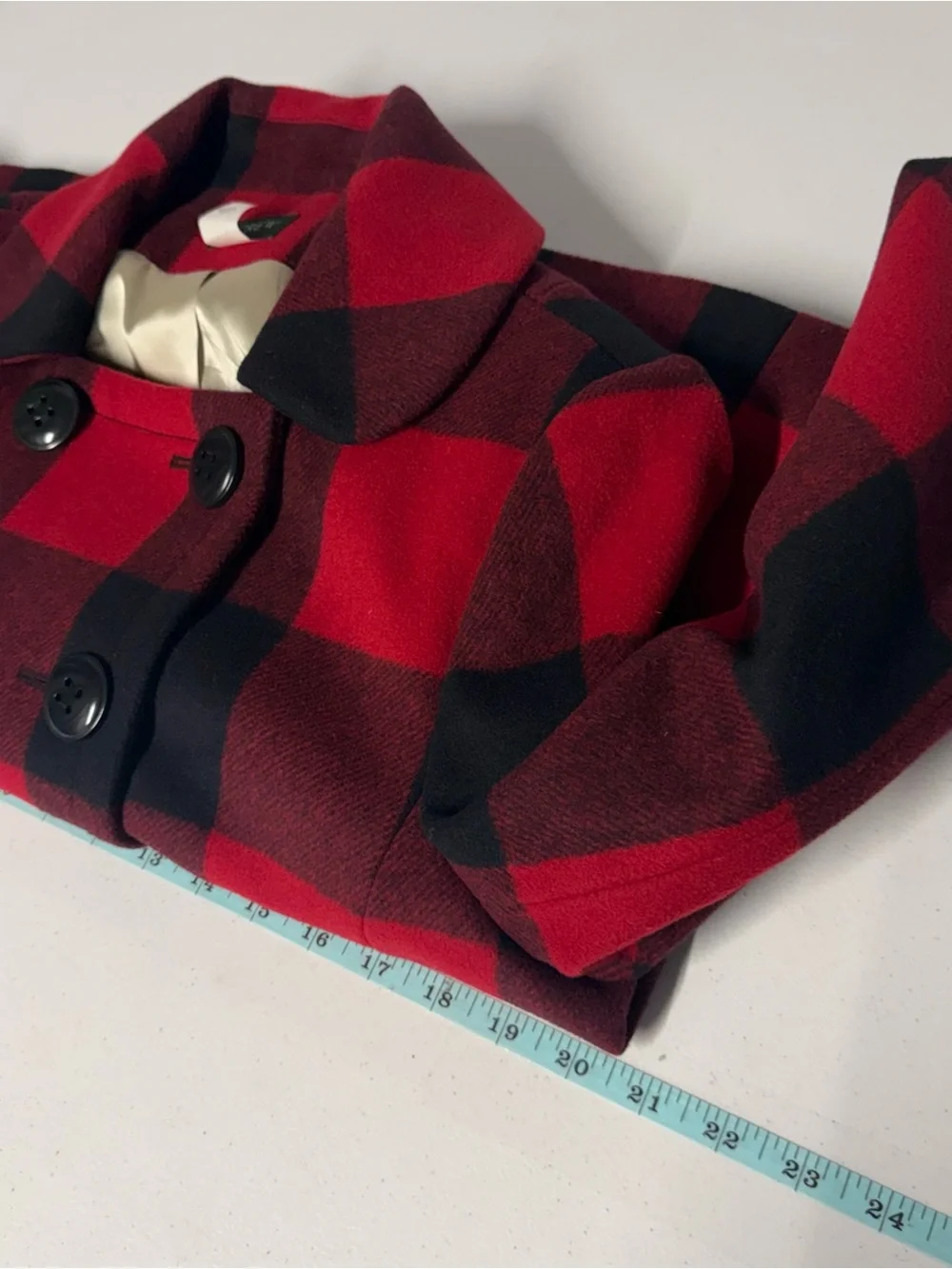 J.Crew 100% Wool Double Breasted Buffalo check plaid peacoat Jacket Size 12 - Picture 2 of 13